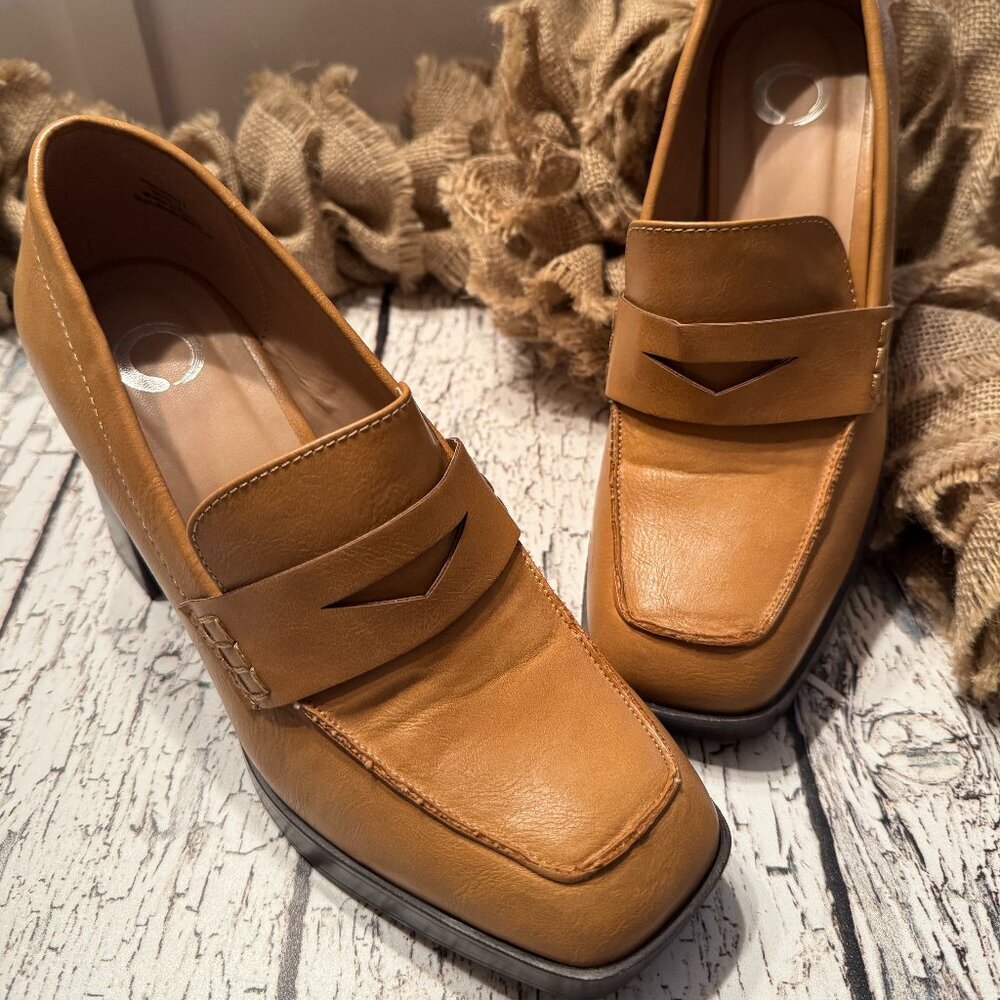 Womens Block Heel Shows Tan Black
